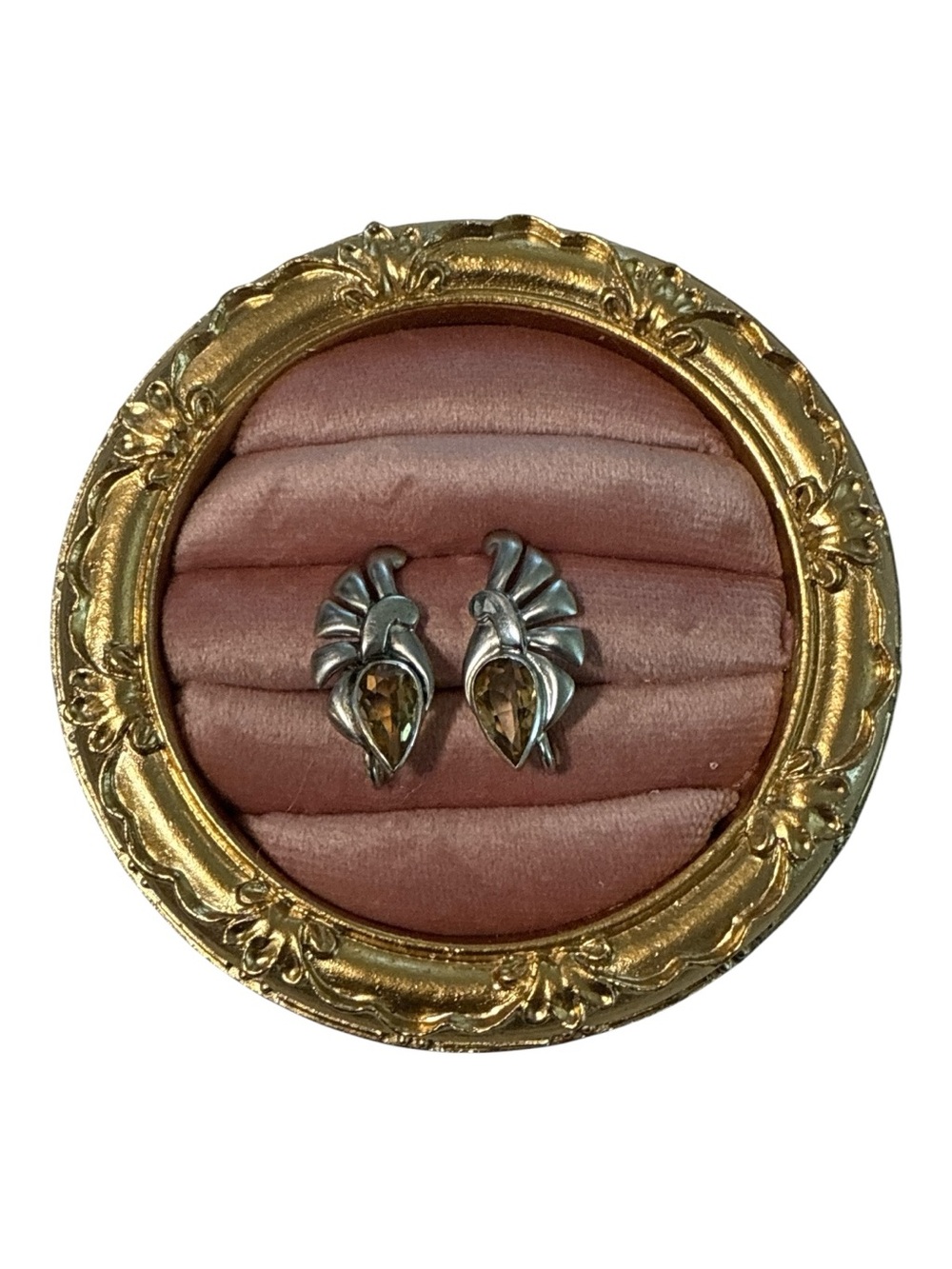 Otis Sterling Silver Screw Back Earrings With Citrine Colored Stones